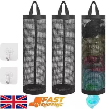 2 шт. сетчатый держатель для пластиковых пакетов с крючками для палок органайзер для хранения мусорных мешков 2pcs