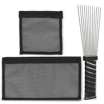 2 шт., сетка для растягивания волос по длине и фиксации с африканской расческой, расческа для вьющихся волос, сетчатая обертка, инструмент для растягивания вьющихся волос