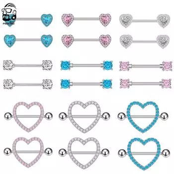 2 шт., сексуальные кольца для сосков в форме сердца, 14 г, пирсинг сосков из нержавеющей стали, Nombril, штанга для сосков для женщин и девочек, Щит, ювелирные изделия для тела Style 1 красный