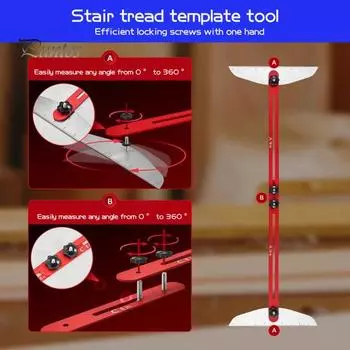 2 шт. Шаблон для измерения ступеней лестницы, прочная конструкция, портативный шаблон для измерения ступеней лестницы с двумя гайками, инструмент для измерения ступеней лестницы 50 cm