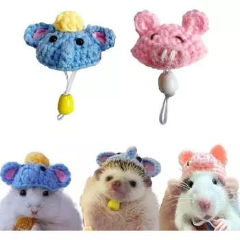 2 шт., шапки ручной работы с маленькими животными, маленькие цилиндры со слоном, поросенком, аксессуары для костюмов маленьких животных для ежа, хомяка, белка, хорька, ящерицы розовый/синий