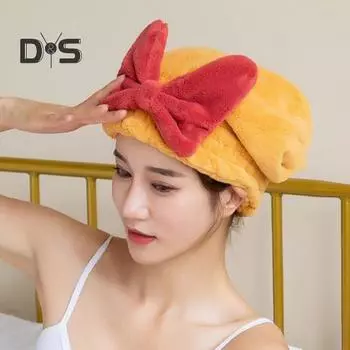 2 шт. шапочка для сушки волос супер впитывающая быстросохнущая утолщенная большая декоративная резинка с бантом легкая шапочка для сушки волос повязка на голову для домашнего использования в путешествии A