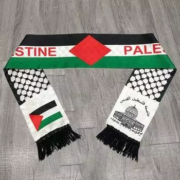 2 шт. шарфы с принтом флага Палестины, атласные шарфы с бахромой, соответствующие цветам, унисекс, патриотизм, гладкие на заказ, Палестинский национальный день, вечеринка, парад, шейные обертывания
