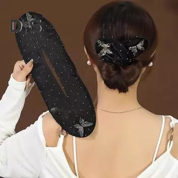 2 шт., шариковая заколка для волос, бигуди для завивки волос, щипцы для завивки волос, ловкая булочка, твистер, формирователь, длинные волосы, легкий и быстрый инструмент для резки, ленивые женщины, аксессуары для укладки волос чёрный