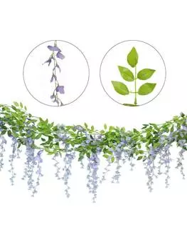 2 шт. шелковая цветочная гирлянда из плюща и глицинии, 180 см, искусственные цветы глицинии для украшения свадебной арки, настоящее прикосновение, домашний декор для сада, искусственный цветок фиолетовый