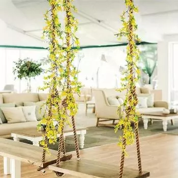 2 шт. шелковые весенние желтые цветы искусственные цветы виноградная лоза искусственные жасминовые лозы поддельные цветы виноградная лоза подвесной плющ для стены свадебная арка украшение дома жёлтый