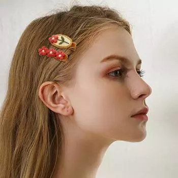 2 шт. шерстяные милые открытки для волос для маленьких девочек, цветочные аксессуары для волос, вышитые детские заколки для волос, красочные, многостильные