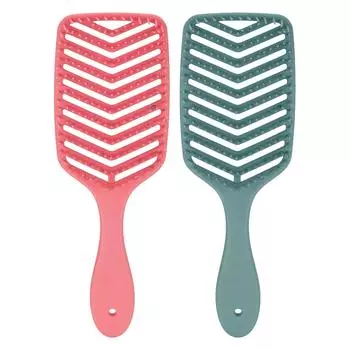 2 шт. Щетка для распутывания волос, круглая расческа для сухой и влажной укладки, зубья, массажная щетка для бороды, розово-красная, темная