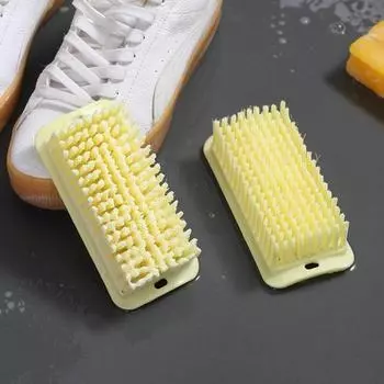 2 шт. Щетки для чистки одежды Мягкая плотная щетина Geat Чистящая способность Нескользящая ручка Отверстие для подвешивания Очень прочная обувь Очистители щелей в полу светло-желтого