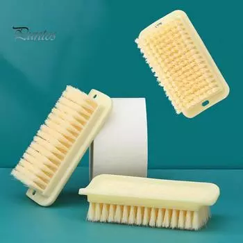 2 шт. Щетки для чистки одежды Мягкая плотная щетина Geat Чистящая способность Нескользящая ручка Отверстие для подвешивания Очень прочная обувь Очистители щелей в полу светло-желтого