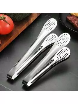 2 шт. ЩИПЦЫ Topoko из нержавеющей стали для салатов, хлеба, ветчины, филе для барбекю с сетчатым зажимом, подходят для вечеринок и ресторанов светло-серый