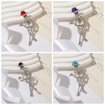 2 шт. шляпа череп брошь булавка креативная одежда декор аксессуары индивидуальный рюкзак декор подарок красный/чёрный