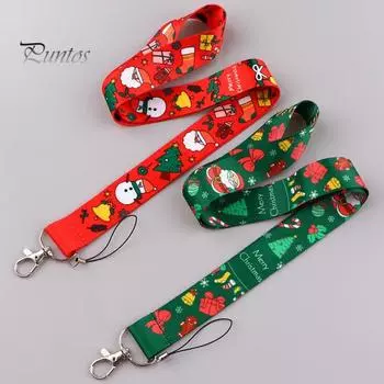 2 шт. шнурки для изготовления знаков, рождественский снеговик, шнурок на шею, держатель для ключей, значок Санты, шнурок с держателем для карт, наполнитель для рождественских носков C