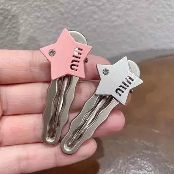 2 шт., шпилька с пятиконечной звездой и буквой, пентаграмма, заколка для волос с утиным ртом, серебристо-серая заколка для волос с буквами