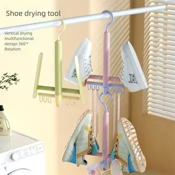 2 шт. Штабелируемая сушилка для обуви ветрозащитная подвесная обувь крючок для хранения обуви органайзер для тапочек 2Pcs Pink