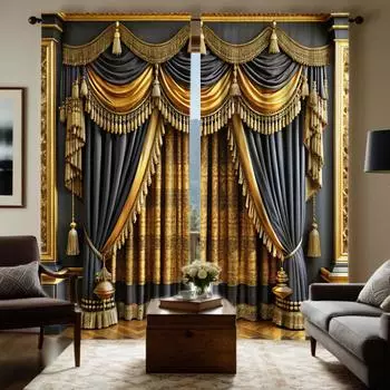 2 шт. штор с цифровой печатью HD имитация ламбрекена желтое кружево в европейском и американском стиле вышивка бахрома для дома W52H63inchW132H160cm