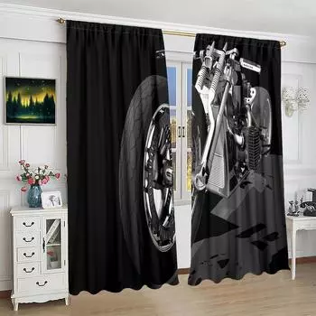 2 шт. - Штора для мотоцикла - Материал полиэстер - Штора для спальни, гостиной, кабинета - индивидуальный рисунок 30inchx65inchx2Pcs