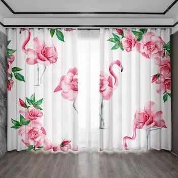 2 шт. Шторы для украшения дома с романтической тематикой и карманными шторами, подходят для кухонь, кафе, гостиных, балконов 75x166cm&Without mount