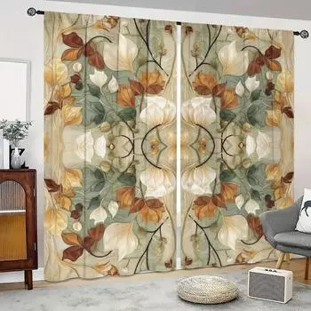 2 шт. Шторы с цветочным узором, декоративные оконные шторы, оконные украшения для спальни, гостиной, украшения дома 50W160H(CM)x2Panel&Hook