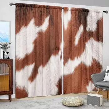 2 шт. Шторы с принтом коровы для домашнего декора - Карманные шторы для окон в спальню, офис, кухню, гостиную и кабинет 52.5cmX116cmX2pcs