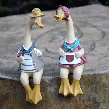2 шт., сидящая пара, садовые статуи уток, креативные милые смоляные утки, прекрасные скульптуры для двора, дома, патио и офиса CHINA