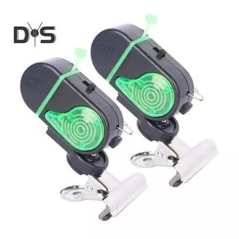 2 шт. Сигнальная лампа для поклевки с зажимом, ночная сигнальная лампа для удочки, электронный индикатор поклевки, датчик подсечки, светодиодная лампа, аксессуары для морской рыбалки A