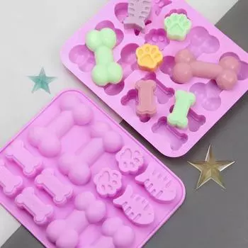 2 шт. силиконовая форма, 12 полостей, кость, рыба, кошачья лапа, принт, антипригарное пищевое качество, легко снимается, сделай сам, помадка, шоколадные конфеты, собака, лакомство, форма для выпечки