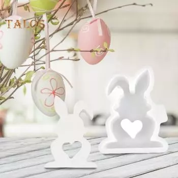 2 шт., силиконовая форма для пасхального кролика, сделай сам, форма для украшения в виде сердца, кролика, ручная работа, изготовление литьевой формы из эпоксидной смолы A