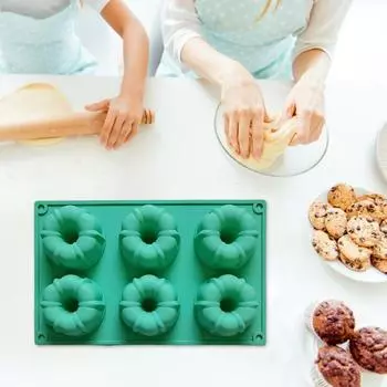 2 шт., силиконовая форма для тыквы Саварин, 6 полостей, антипригарное пищевое качество, легко снимается, сделай сам, торт, пудинг, шоколадные конфеты, десерт, желе, мыло, форма для выпечки небесно-голубой