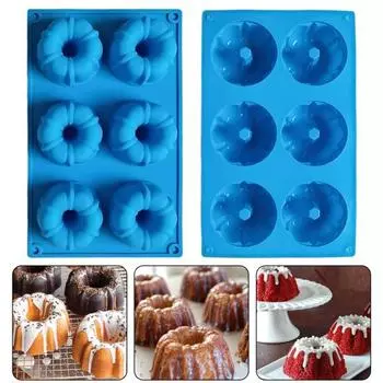 2 шт., силиконовая форма для тыквы Саварин, 6 полостей, антипригарное пищевое качество, легко снимается, сделай сам, торт, пудинг, шоколадные конфеты, десерт, желе небесно-голубой