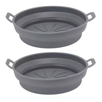 2 шт. Силиконовая корзина для фритюрницы, антипригарные силиконовые вкладыши, аксессуары для кастрюли с ручкой, диаметр серый