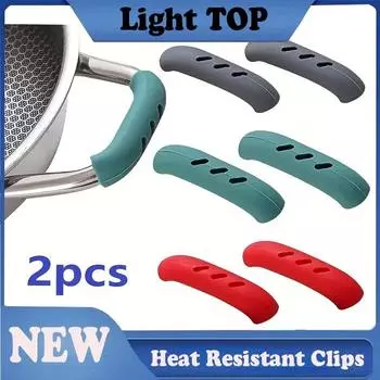 2 шт., силиконовая крышка для ручки кастрюли, теплоизоляционная, против ожогов, зажим для сковороды, крышка для ручки, кухонная кастрюля для супа, фиксированный зажим, силиконовый зажим для приготовления пищи красный