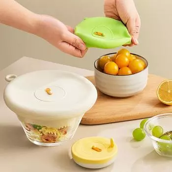 2 шт. силиконовая крышка, устойчивая к высоким температурам, пищевая с подвесным отверстием, уплотнительная крышка для кухонной организации S