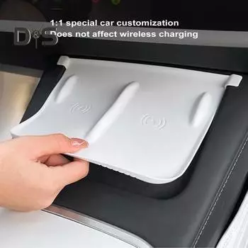 2 шт., силиконовая подушка с беспроводной зарядкой, нескользящие, прочные, устойчивые к царапинам противоскользящие коврики для Tesla Model 3/Y белый