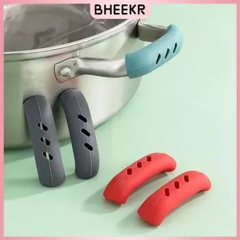 2 шт. Силиконовая ручка кастрюли, противоожоговая крышка для ушей железной кастрюли Wok, противоожоговая крышка для ручки, высокотемпературная износостойкая теплоизоляционная крышка для ушей кастрюли 2pcs зелёный