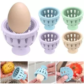 2 шт., силиконовая щетка для чистки яиц, мягкая гибкая щетина, пищевой класс, не содержит BPA, многоразовый легкий портативный инструмент для чистки яиц C