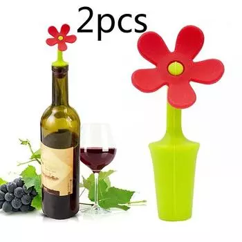 2 шт., силиконовая винная пробка в форме цветка солнца, пробка для бутылки вина и шампанского для домашнего кухонного бара ( Цветной случайный )