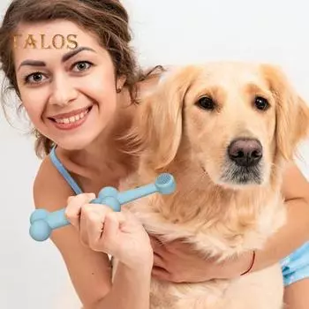 2 шт., силиконовая зубная щетка для домашних животных, зубные щетки для собак и кошек, набор для чистки зубов домашних животных, мягкая щетина, инструмент для ухода за зубами для больших и маленьких домашних животных синий