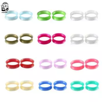 2 шт., силиконовые беруши и туннели, гибкие двойные расклешенные уши, расширители ушей, пирсинг, расширитель-расширитель, носилки 6-25 мм 6mm зелёный