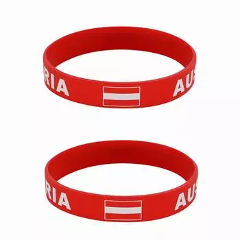 2 шт., силиконовые браслеты с флагом Австрии, браслеты для спортивных игр, национальные флаги, ремешок на запястье для мужчин и женщин, мотивационная резинка, модные аксессуары, подарки 2pcs