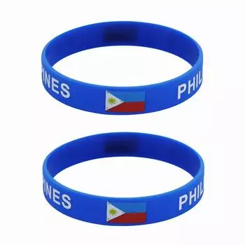 2 шт., силиконовые браслеты с флагом Филиппин, спортивные браслеты, национальные флаги, ремешок на запястье для мужчин и женщин, мотивационная резинка, модные аксессуары, подарки 2pcs