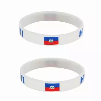 2 шт., силиконовые браслеты с флагом Гаити, браслеты для спортивных игр, национальные флаги, ремешок на запястье для мужчин и женщин, мотивационная резинка, модные аксессуары, подарки 2pcs