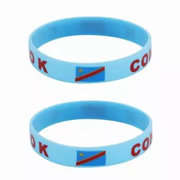 2 шт., силиконовые браслеты с флагом Конго, браслеты для спортивных игр, национальные флаги, ремешок на запястье для мужчин и женщин, мотивационная резинка, модные аксессуары, подарки 2pcs