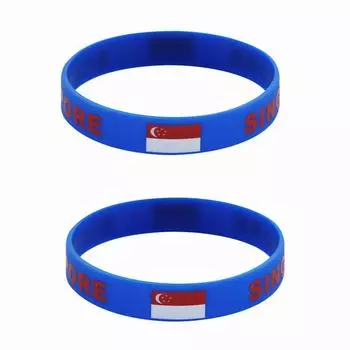 2 шт., силиконовые браслеты с флагом Сингапура, спортивные браслеты, национальные флаги, ремешок на запястье для мужчин и женщин, мотивационная резинка, модные аксессуары, подарки 2pcs