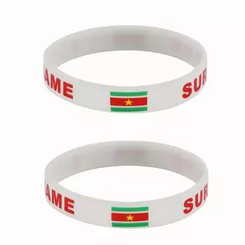 2 шт., силиконовые браслеты с флагом Суринама, спортивные браслеты, национальные флаги, ремешок на запястье для мужчин и женщин, мотивационная резинка, модные аксессуары, подарки 2pcs