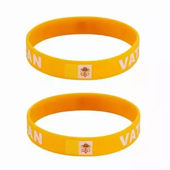 2 шт., силиконовые браслеты с флагом Ватикана, браслеты для спортивных игр, национальные флаги, ремешок на запястье для мужчин и женщин, мотивационная резинка, модные аксессуары, подарки 2pcs