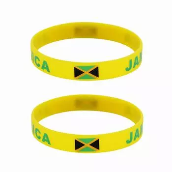 2 шт., силиконовые браслеты с флагом Ямайки, браслеты для спортивных игр, национальные флаги, ремешок на запястье для мужчин и женщин, мотивационная резинка, модные аксессуары, подарки 2pcs