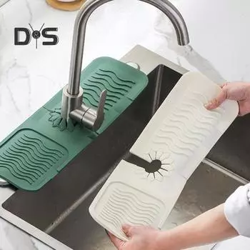 2 шт., силиконовые коврики для слива кухонной раковины, износостойкие, быстросохнущие, легко чистящиеся, многоразовые брызговики для крана, коврики для смесителя для раковины белый