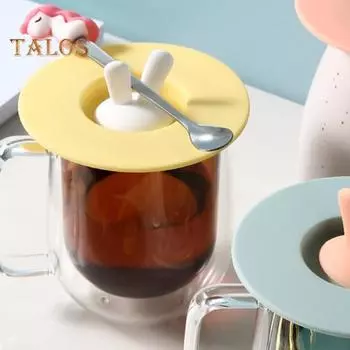 2 шт. силиконовые крышки для чашек пыленепроницаемые декоративные очаровательные привлекательные кроличьи уши герметичные крышки для кружек украшения товары для дома жёлтый