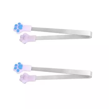 2 шт. Силиконовые мини-щипцы в форме кошачьих лапок, маленькие пищевые щипцы для детей, идеально подходят для закусок, кубиков льда и конфет, печенья, фруктов фиолетовый